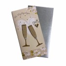 Bryllupskort dobbelt med konvolutt, flotte pålimte detaljer, Champagneglass (Minstekjøp 10 stk) thumbnail