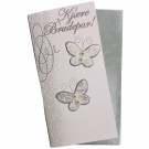Bryllupskort dobbelt med konvolutt, flotte pålimte detaljer, Sommerfugler (Minstekjøp 10 stk) thumbnail