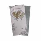 Bryllupskort dobbelt med konvolutt, flotte pålimte detaljer Hjerter (Minstekjøp 10 stk) thumbnail