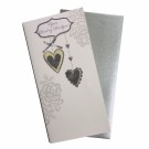 Bryllupskort dobbelt med konvolutt, flotte pålimte detaljer, Hjerter (Minstekjøp 10 stk) thumbnail