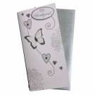 Bryllupskort dobbelt med konvolutt, flotte pålimte detaljer, sommerfugl (Minstekjøp 10 stk) thumbnail