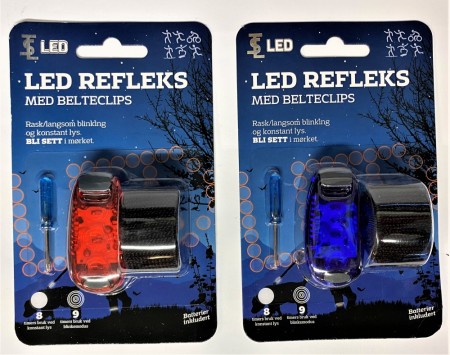 Refleks LED med belteclips (Minstekjøp 24 stk)